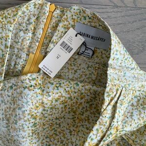 NWT Sabina Musayev Yellow Print Mini Skirt - Size M (Anthropologie)